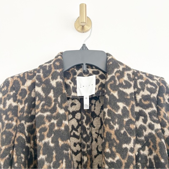 Leith Nordstrom Leopard Print Wool Blend Longline Light Coat Size XS - Picture 6 of 8